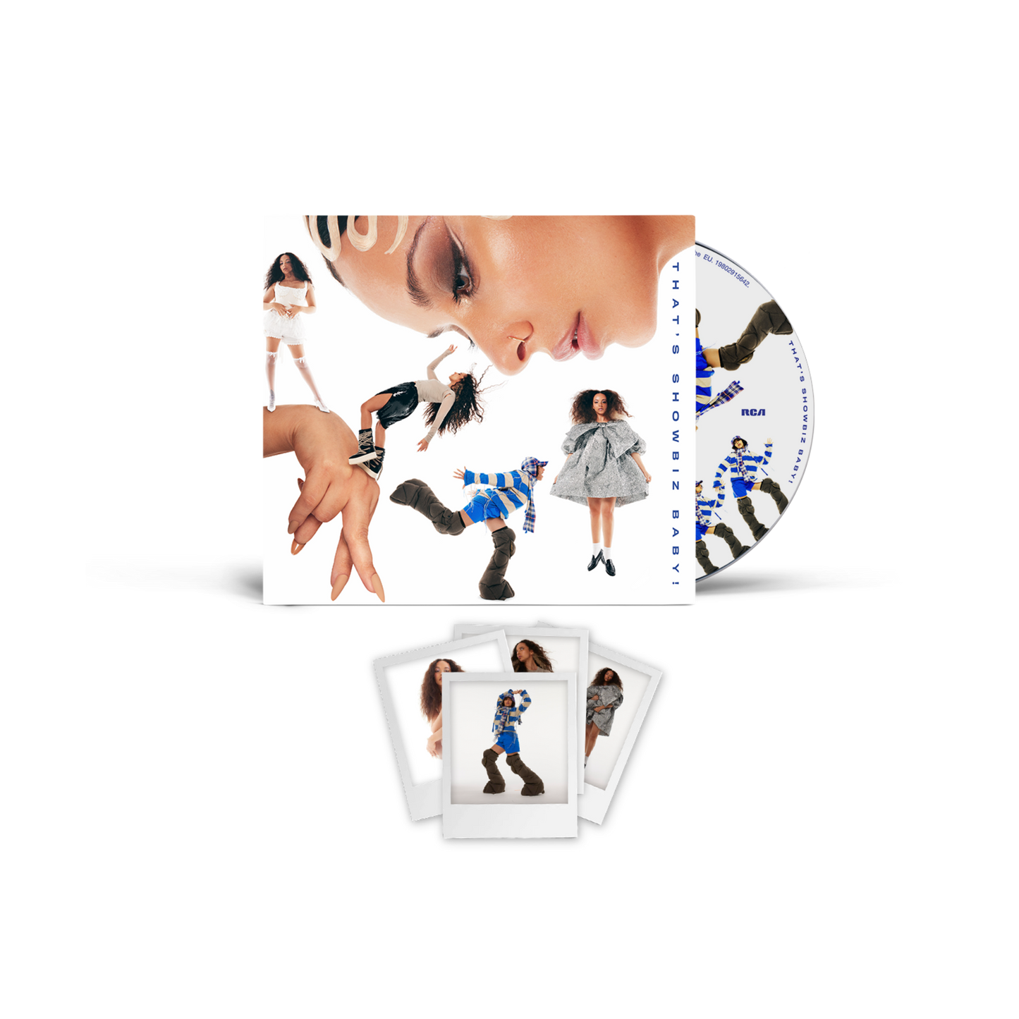 CD cover with images of a JADE in various poses and attire, along with four polaroid prints attached to the cover.
