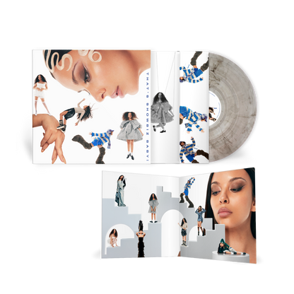 Vinyl record with colorful cover art and images of a JADE.